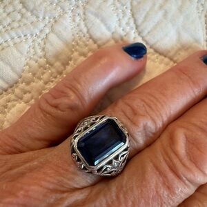 Silver Sapphire Ring 5 3/4